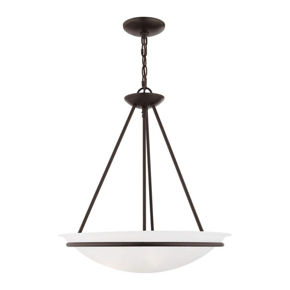 Newburgh 22" Bronze and White Alabaster Glass Bowl Pendant