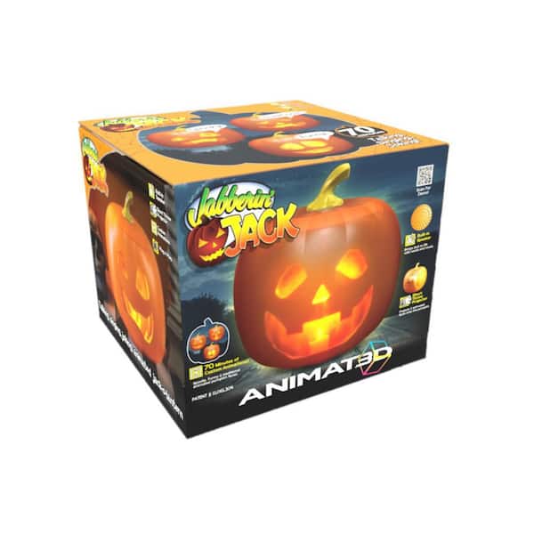 ANIMAT3D 10.5 in. Product Height Orange Jabberin' Jack Talking Animated Pumpkin with Built in Projector & Speaker Plug'n Play