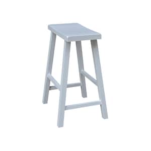 24 in. H White Saddle Seat Solid Wood Stool