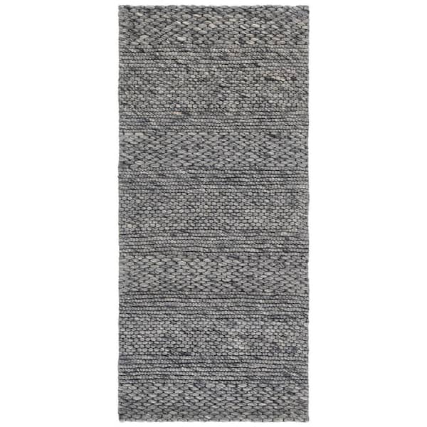 Marbella 2 ft. x 5 ft. Dark Gray Striped Links Runner Rug