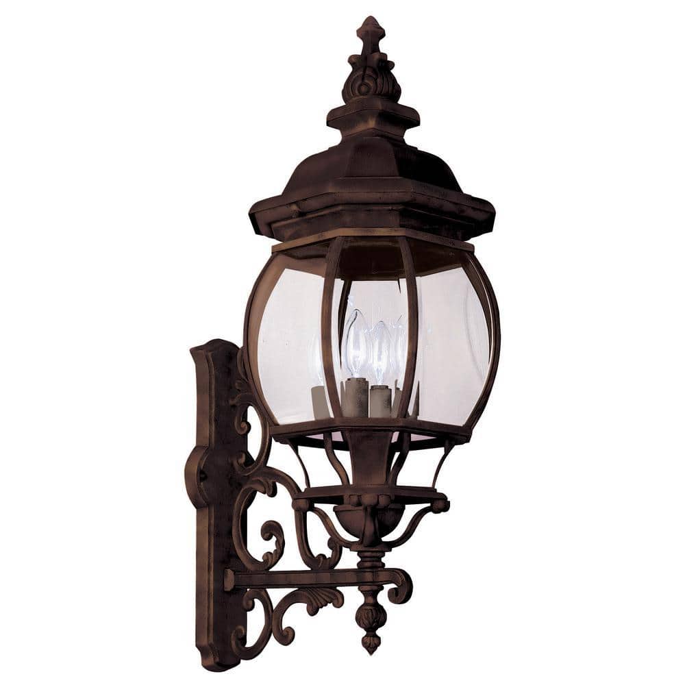 Francisco 29.5 in. 4-Light Rust Coach Outdoor Wall Light Fixture with Clear Glass price history on PriceWatchPro