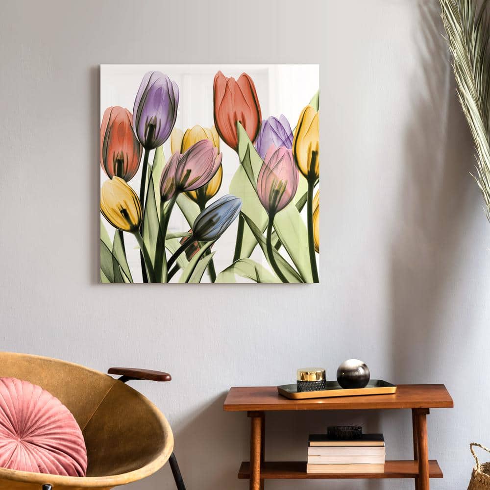Tulip Scape X-Ray I Colorful Glass Wall Art, 24"