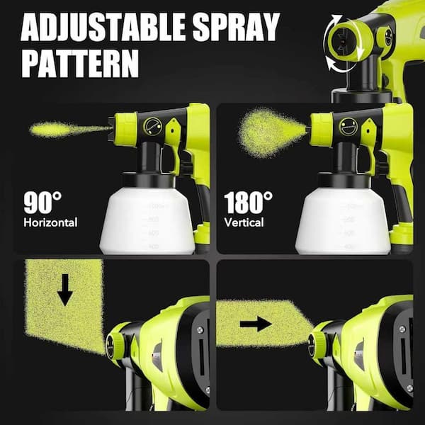 1000ml Handheld HVLP Paint Sprayer with 3 Patterns, 4 Brass Tips