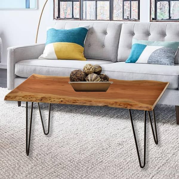 KennynElvis 40" Rectangle coffee table with under storge shelf Black 