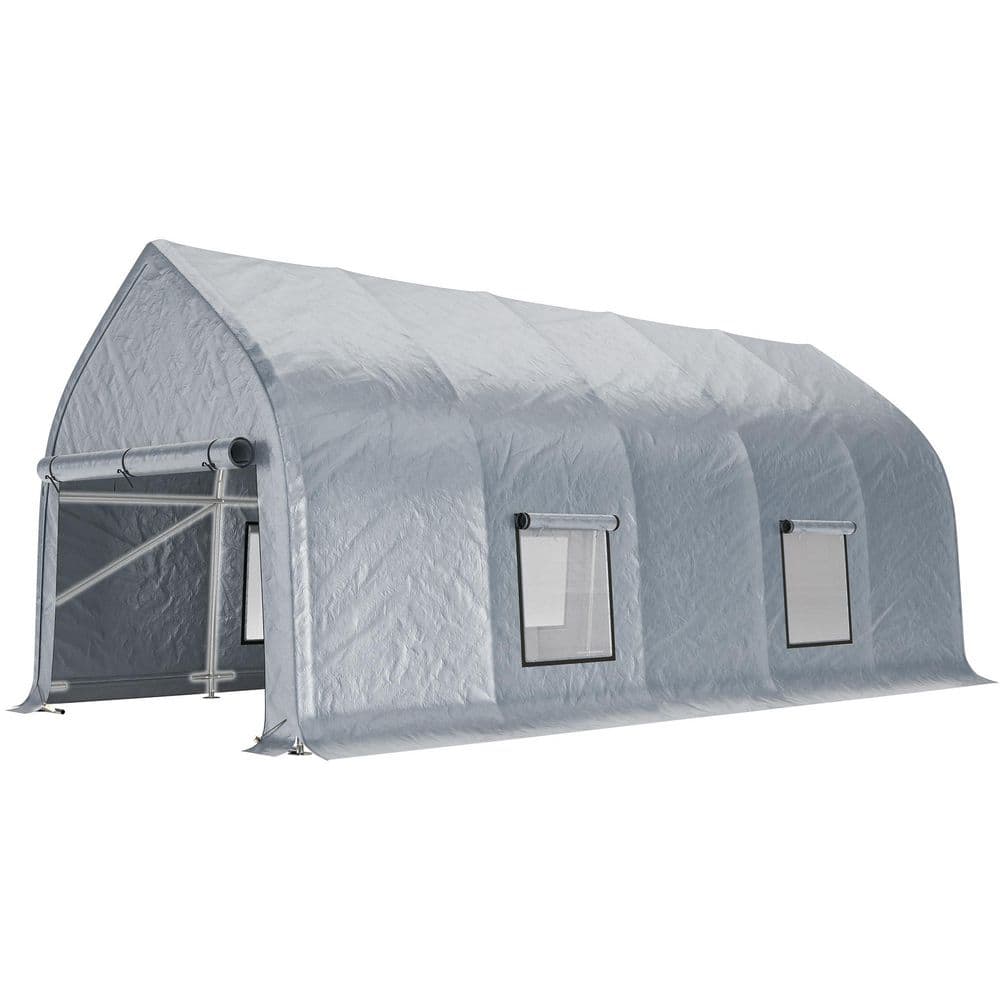 Heavy-Duty 12 ft. W x 30 ft. D x 11 ft. H Silver-Gray Roof Aluminum Carport price history on PriceWatchPro