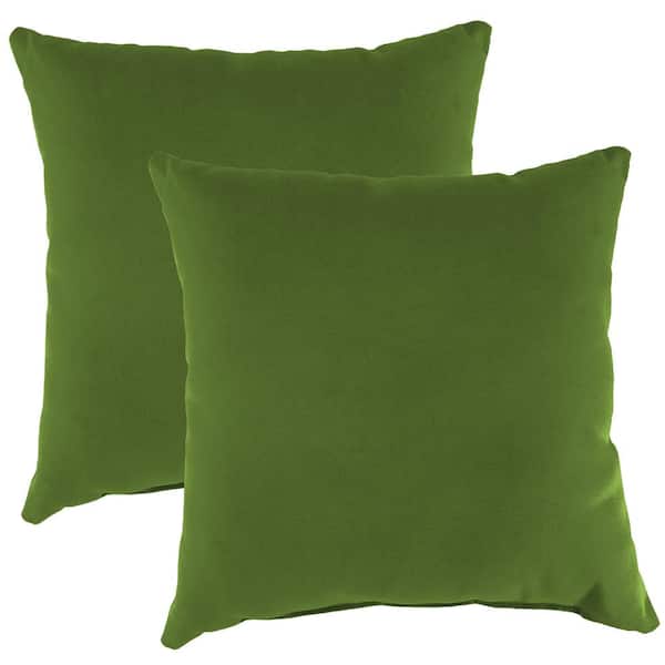 Jordan Manufacturing Sunbrella 16 in. x 16 in. Spectrum Cilantro Green Solid Square Knife Edge Outdoor Throw Pillows (2-Pack)