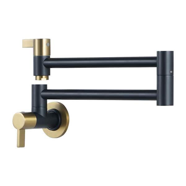 AVITAS Wall Mounted Pot Filler with Dual-Handle in Gold and Black