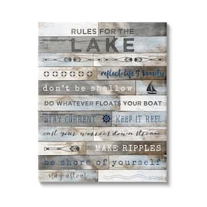 Rules From Lake Rustic Plank Pattern By Natalie Carpentieri Unframed Print Typography Wall Art 24 in. x 30 in.