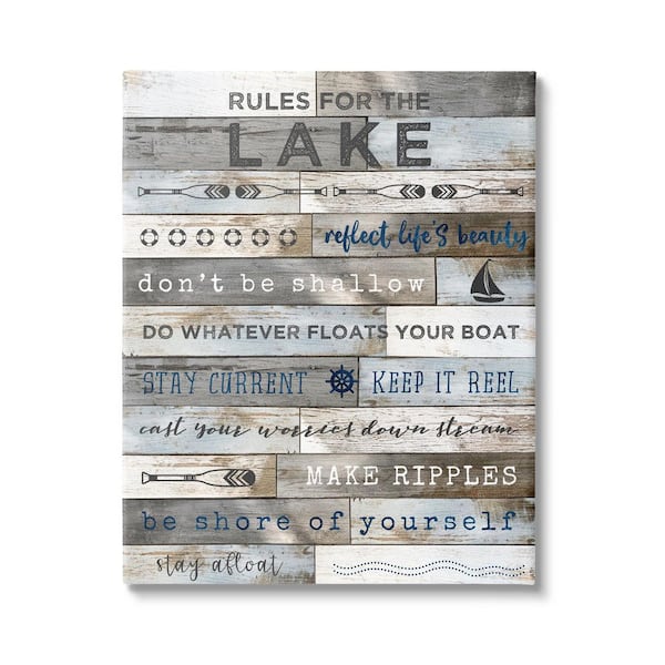 Stupell Industries Rules From Lake Rustic Plank Pattern By Natalie Carpentieri Unframed Print Typography Wall Art 24 in. x 30 in.