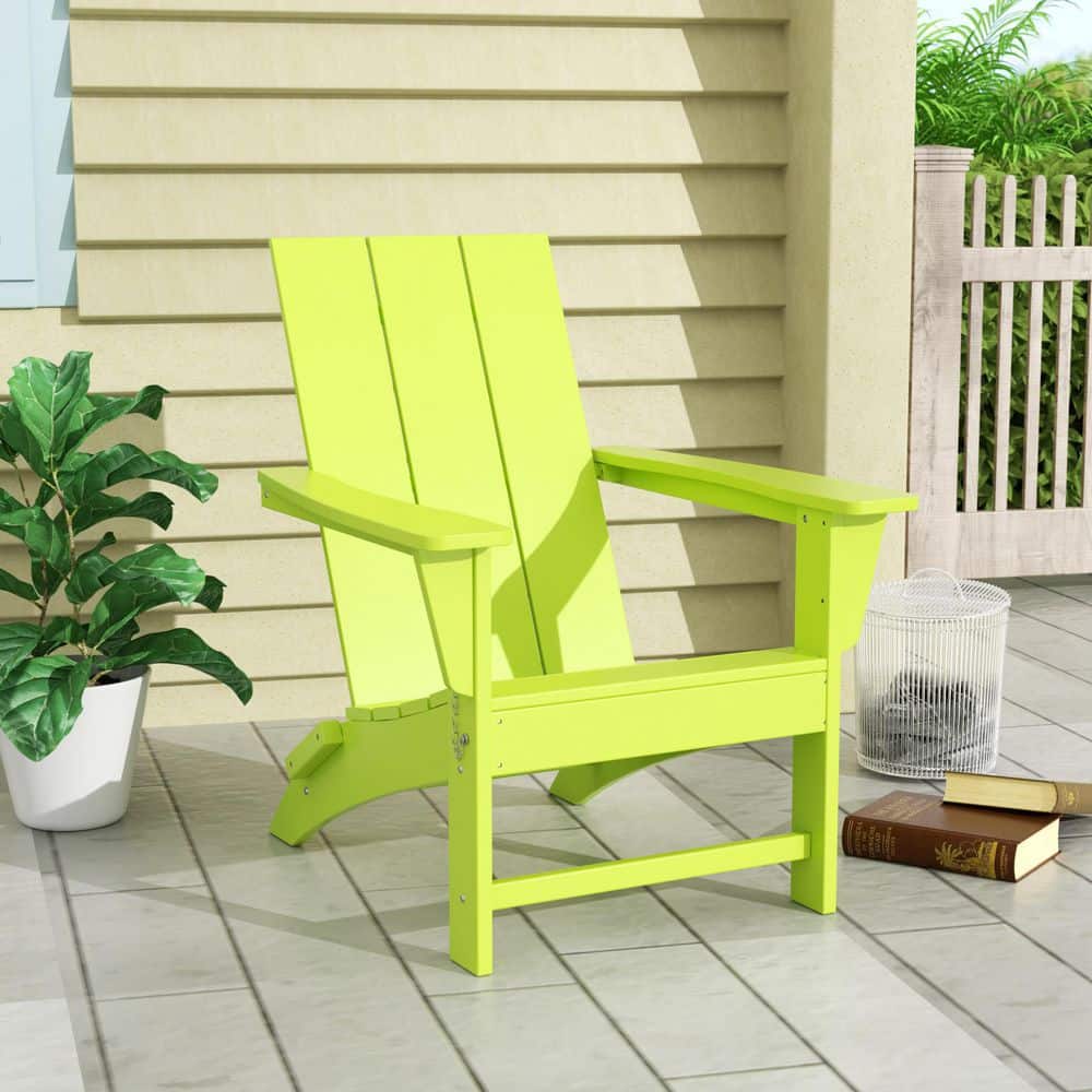 Shoreside Outdoor Patio Fade Proof Modern Folding Plastic Adirondack Chair in Lime price history on PriceWatchPro