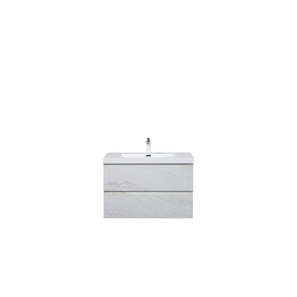 35.43 in. Single Sink Wall-Mounted Floating Jazz White Bath Vanity with White Resin Top price history on PriceWatchPro