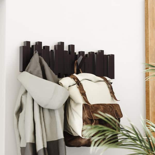 HomeDo 4Pack Adhesive Wall Hooks Hat Rack, Wooden Coat Hooks Wall Mounted,  Decorative Hooks Single Organizer Hat Hanger Towel Rack, Heavy Duty Hooks