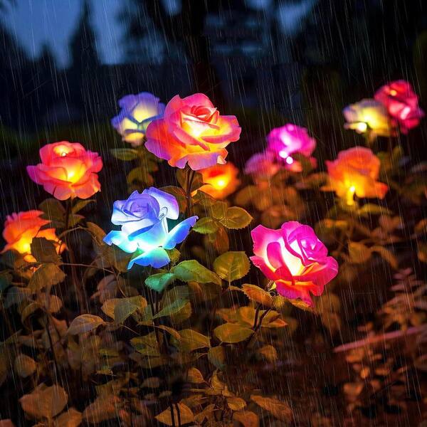 Rosegarden 01 & 04 4本 ×3トータル12本セット Solar Garden Lights with 20 Rose Flowersr, 4-Pack L0CS3H5J3H - The