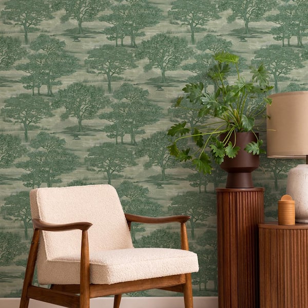 Evergreen Forest Toile Vinyl Peel and Stick Wallpaper Roll (Covers 28 sq. ft.)