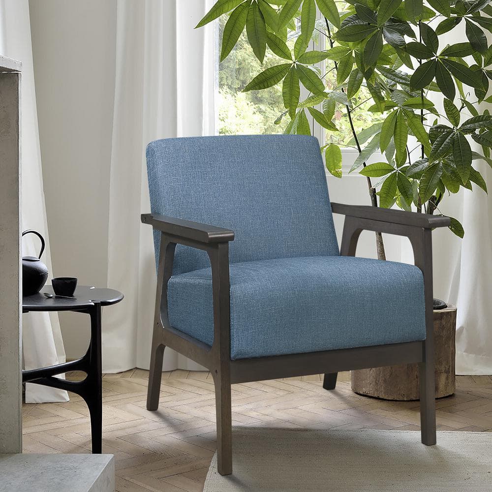 Ocala Blue Upholstered Wood Frame Accent Chair