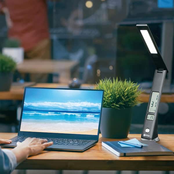Rise 12 in. LED Desk Lamp with Digital Display, Black