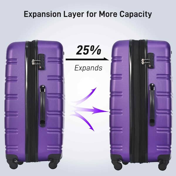 Polibi 4 Piece Purple Hardshell Luggage Set with TSA Lock