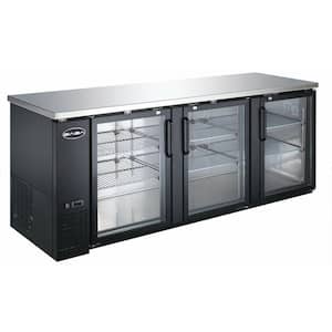 90.5 in. W 32 cu. ft. Commercial Under Back Bar Cooler Refrigerator with Glass Doors in Stainless Steel/Black Finish