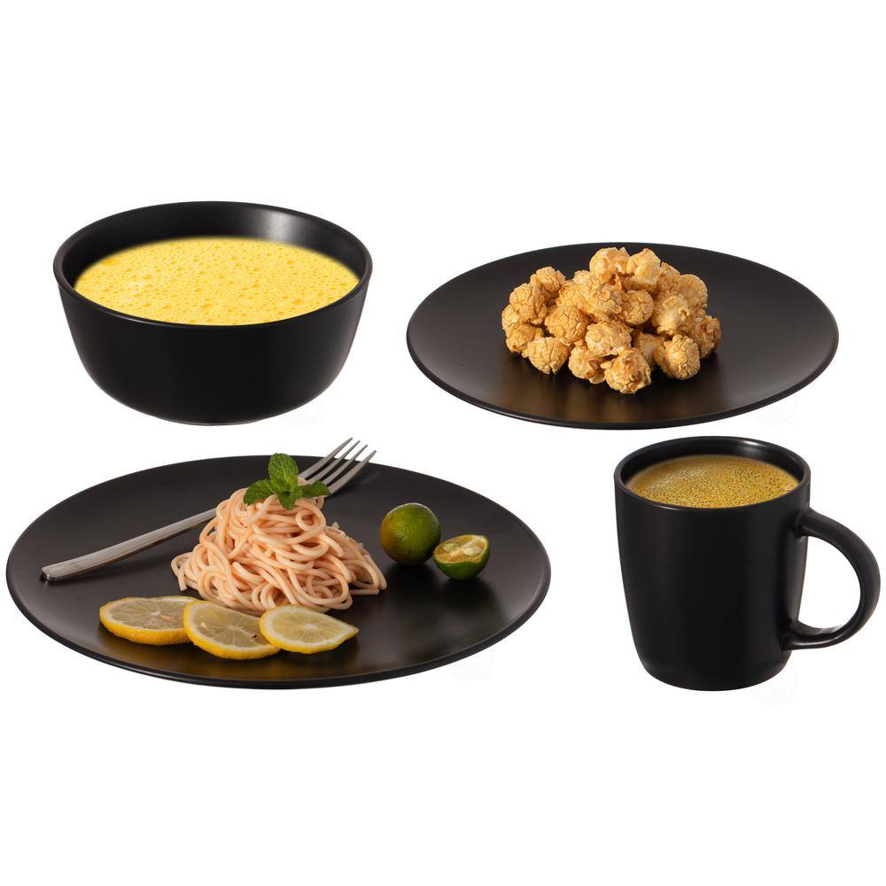 Black Ceramic 32-Piece Dinnerware Set for 8