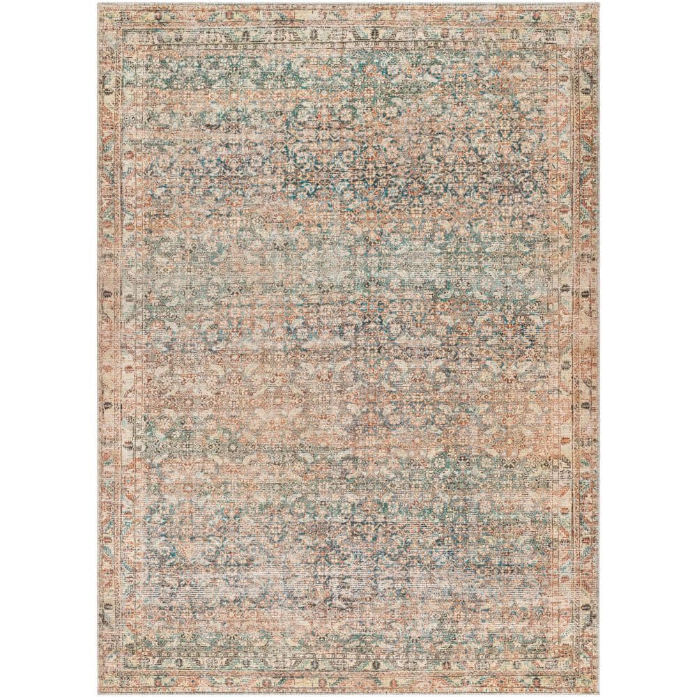 Marlene Vintage Blue-Green Synthetic 5'2" x 7' Area Rug