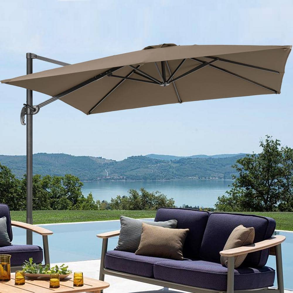 9 ft. x 9 ft. Outdoor Square Cantilever Patio Umbrella, 240 g Solution-Dyed Fabric, Aluminum Frame in Taupe price history on PriceWatchPro