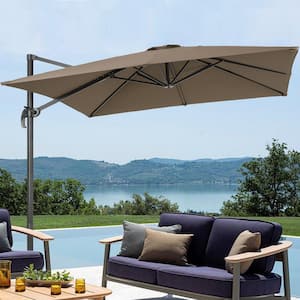 9 ft. x 9 ft. Outdoor Square Cantilever Patio Umbrella, 240 g Solution-Dyed Fabric, Aluminum Frame in Taupe