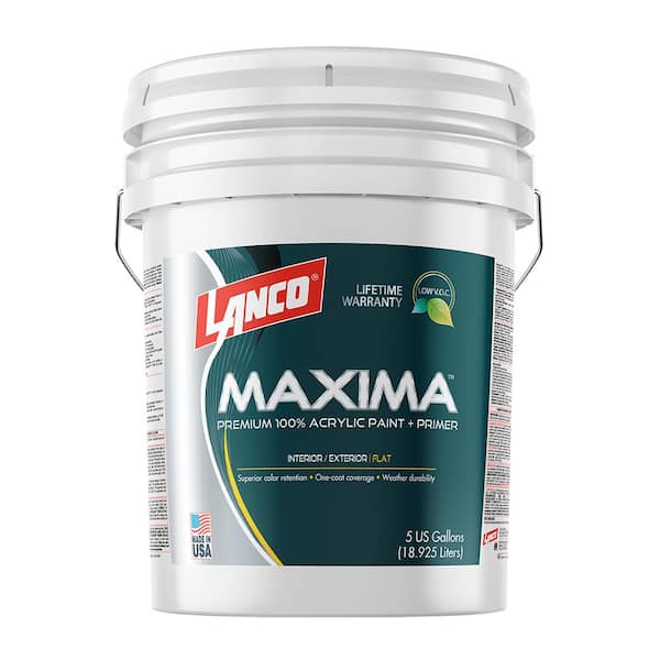5 gal. White and Pastel Base Maxima 2-in-1 Flat Interior/Exterior  Multi-Surface Latex Paint and Primer in One