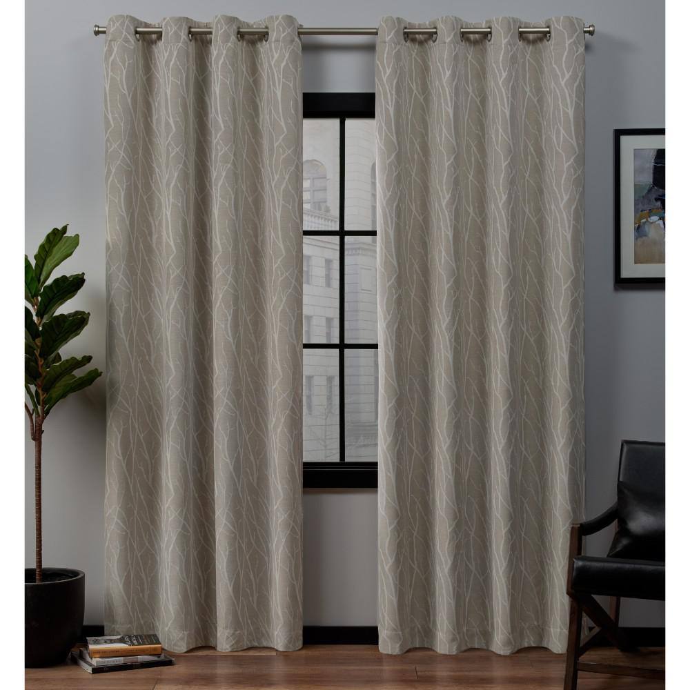 Exclusive Home Curtains Linen Floral Thermal Blackout Curtain 52 In W X 84 In L Set Of 2 Eh8031 05 2 84g The Home Depot