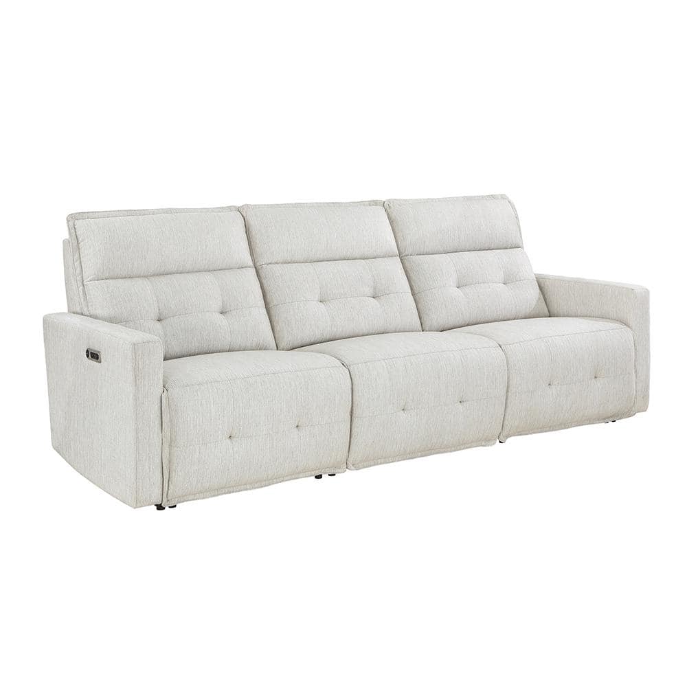 Loveland 104.5 in. W. Straight Arm Textured Fabric Rectangle Power Double R