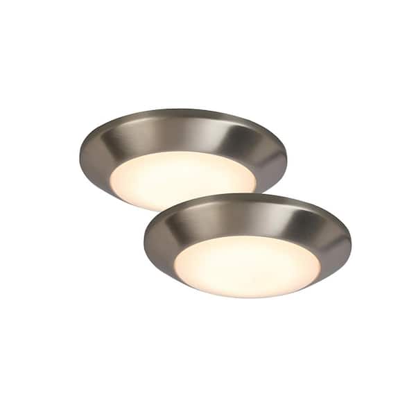 Commercial Electric 7 in. Brushed Nickel LED Mini Flush Mount (2-Pack)