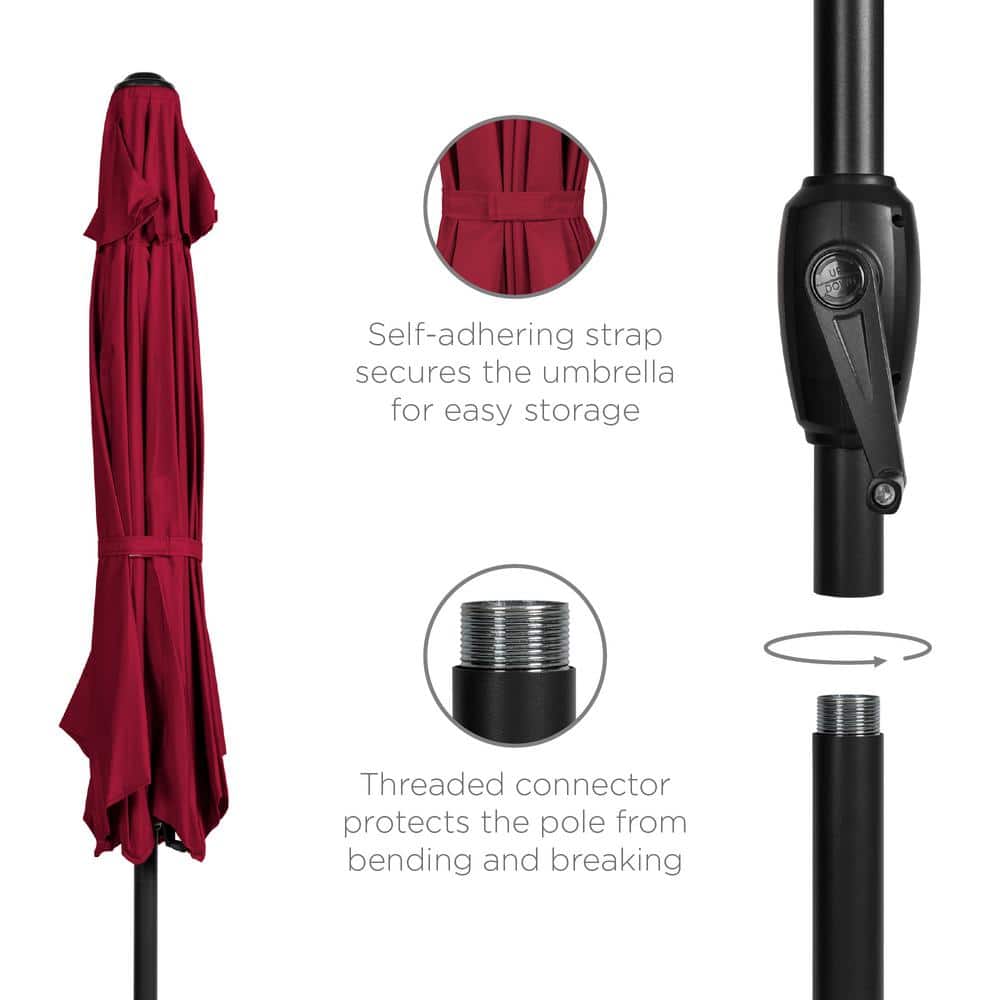 Burgundy 7.5ft Heavy-Duty Outdoor Market Patio Umbrella with Steel Pole