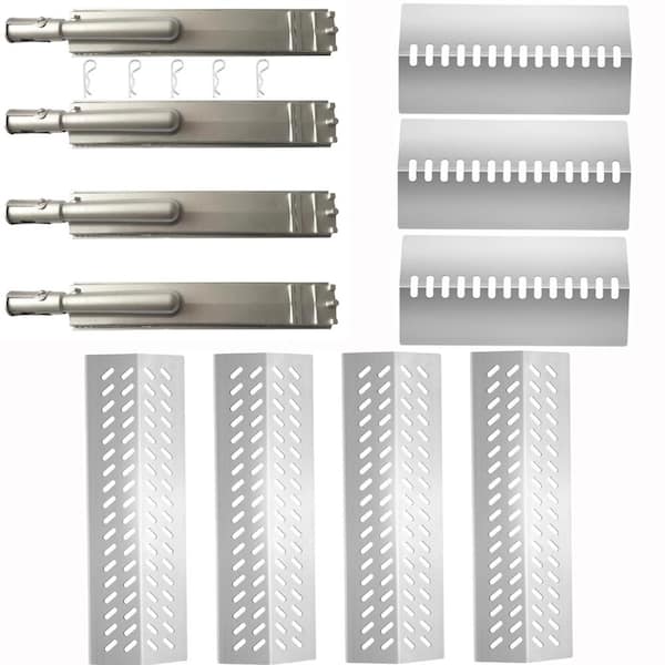 11-Piece Stainless Steel Burner, Flame Tamer, and Heat Plate Set for Bull Lion Cal Flame 4-Burner Gas Grills