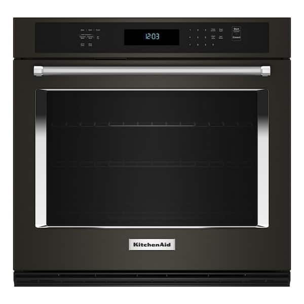 KitchenAid 27 in. Single Electric Wall Oven with Convection Self-Cleaning in Black Stainless Steel with PrintShield Finish