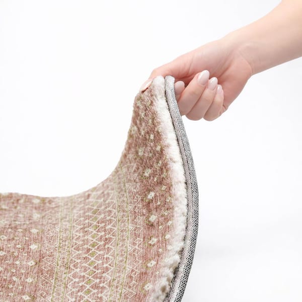 Dream Shag Premium Machine Washable Abstract ADS709 Blush 2 ft. x 7 ft. Runner Rug