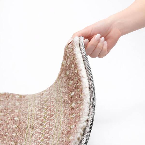 Dream Shag Premium Machine Washable Abstract ADS709 Blush 3 ft. x 5 ft. Area Rug