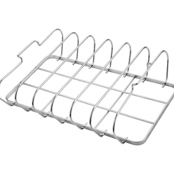 Smoker Series Stainless Steel Rib Rack for Grilling Even Cooking Design for BBQ Ribs Foldable Dishwasher Safe