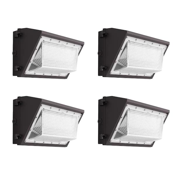AIKVSXER 4-Pack 800-Watt Equivalent 20800LM Outdoor Integrated LED Wall Pack Light with Dusk to Dawn Photocell, 6000K Fixture
