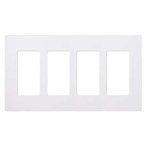 Claro 4 Gang Wall Plate for Decorator/Rocker Switches, Gloss, White (CW-4-WH) (1-Pack)