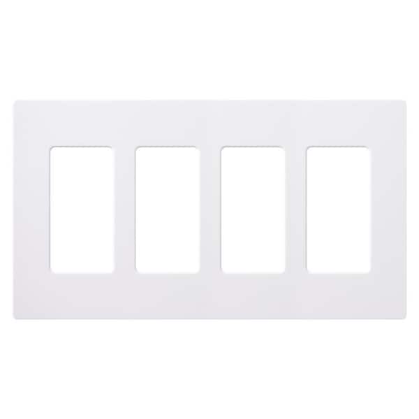 Lutron Claro 4 Gang Wall Plate for Decorator/Rocker Switches, Gloss, White (CW-4-WH) (1-Pack)