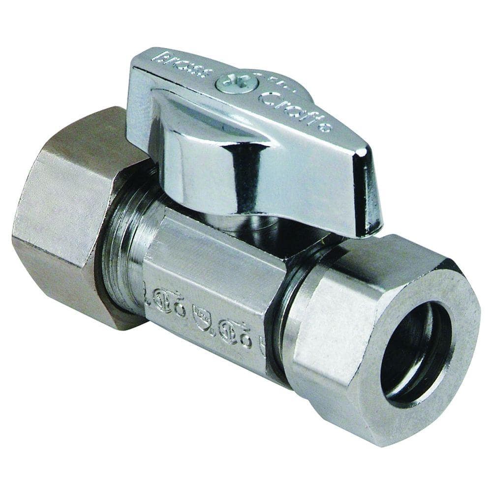 1/2 in. Nom Comp Inlet x 7/16 in. and 1 /2 in. OD Brass Slip-Joint Outlet 1/4-Turn Straight Ball Stop price history on PriceWatchPro