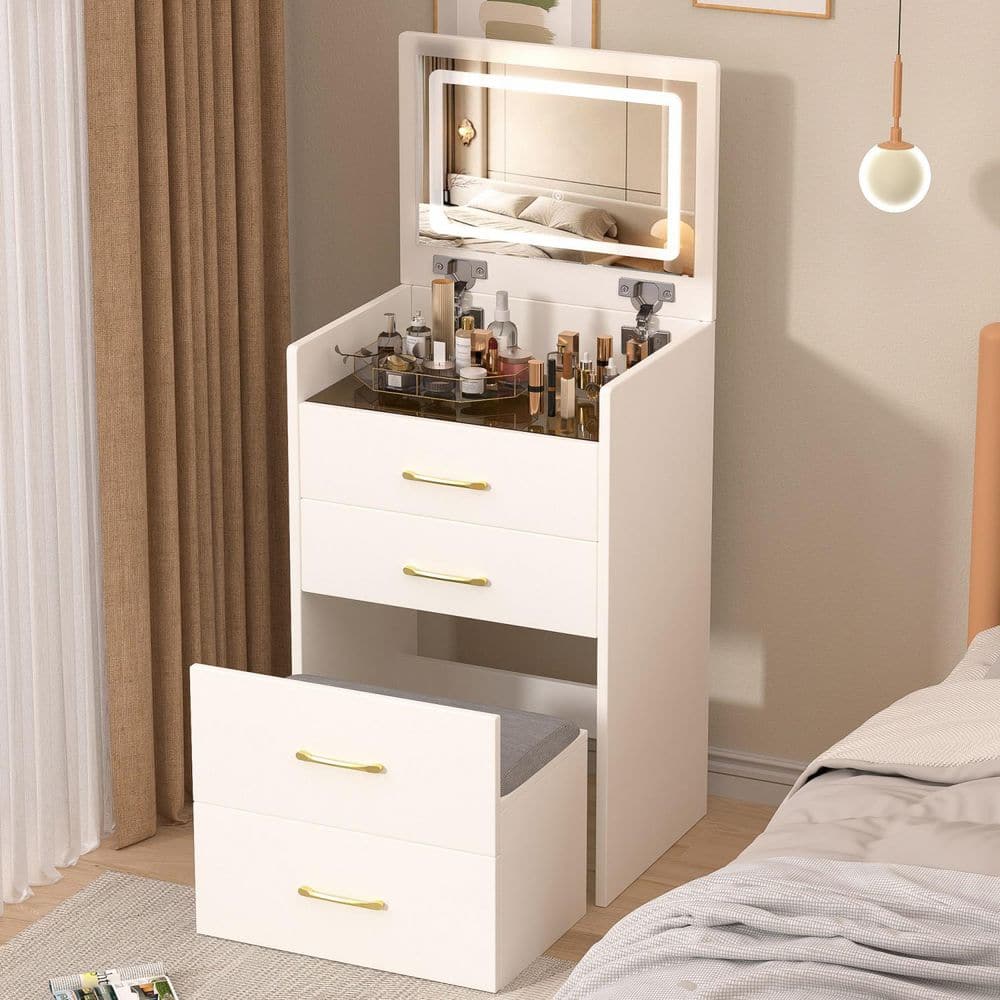 Siavonce 3 in 1 Vanity Desk with Open Top Mirror with Visible