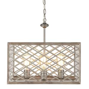 Wallace Manor Collection 4-Light Gilded Pewter Pendant with Interweaving Open Cage Frame