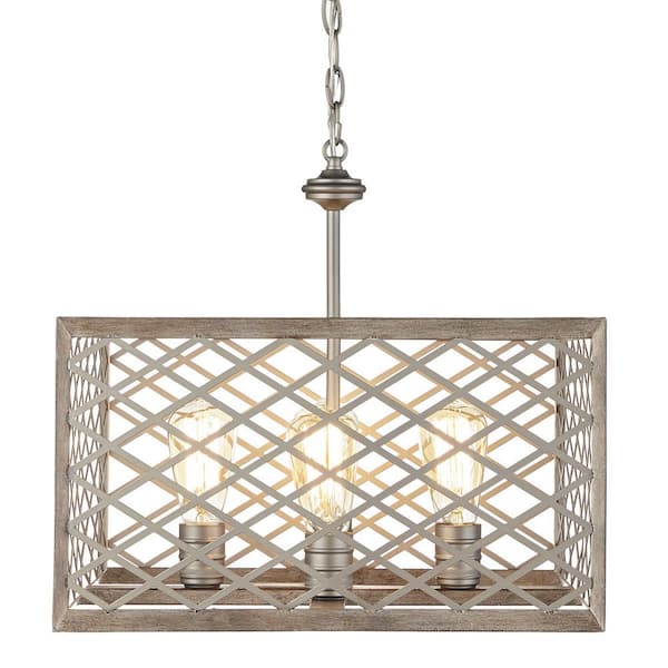 Home Decorators Collection Wallace Manor Collection 4-Light Gilded Pewter Pendant with Interweaving Open Cage Frame