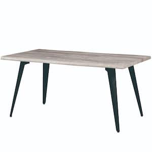 Ravenna Modern Rectangular Wood 63" Dining Table with Metal Legs in Sunbleached Grey
