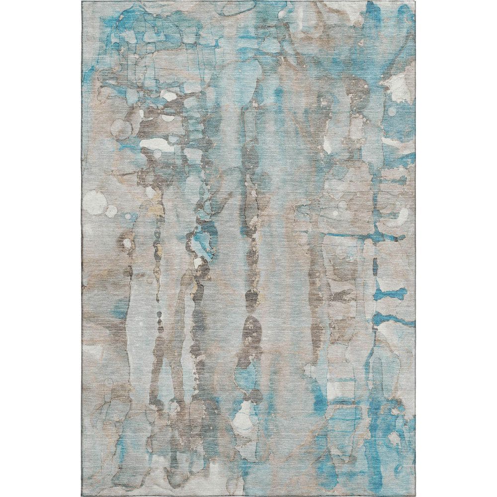 Mayfield Premium Machine Washable Abstract AMF2120 Teal 5 ft. x 7 ft. 6 in. Area Rug price history on PriceWatchPro