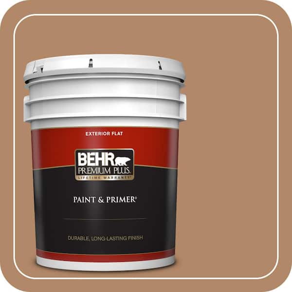 BEHR PREMIUM PLUS 5 gal. #MQ2-2 Syrup Flat Exterior Paint & Primer