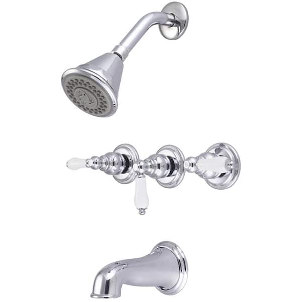 8968-B2 Triple Handle 4-Spray Tub and Shower Faucet 1.75 GPM in. Chrome Valve Included