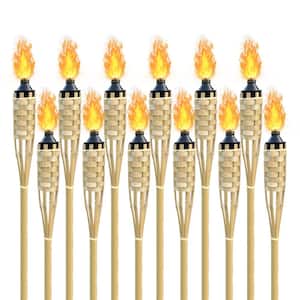 72 in.Natural Bamboo Torch Weather-Resistant Coated Outdoor Lighting Decor (12-Pack)