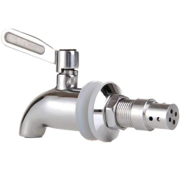 1 Handle Beverage Faucet with Solid Stainless Steel Anti-Clogging Cap for Drink Dispenser in Polished Silver Finish