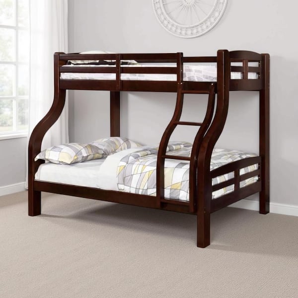 Curved Brown Twin/Full Bunk Bed